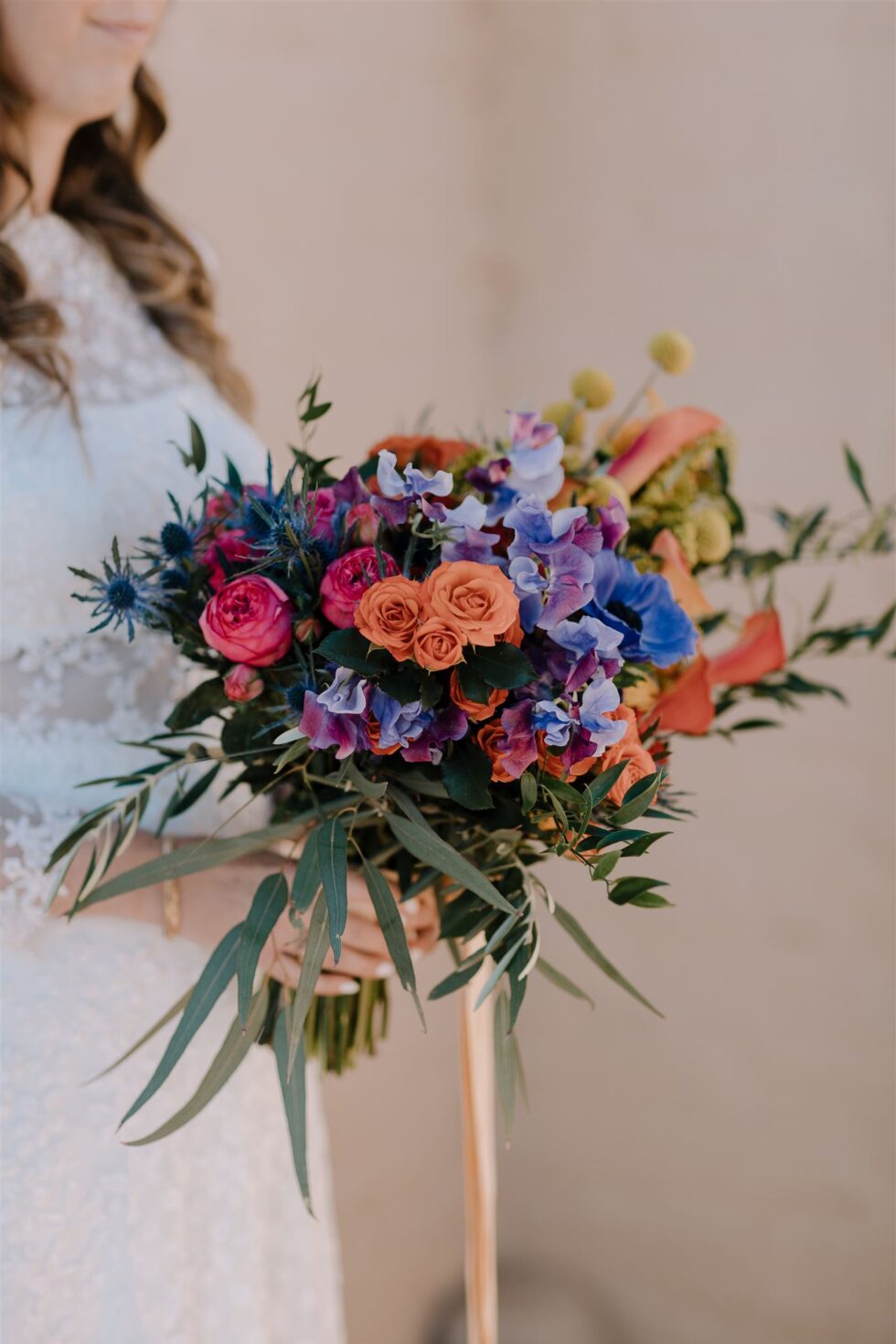 Bride holding beautiful bouquet