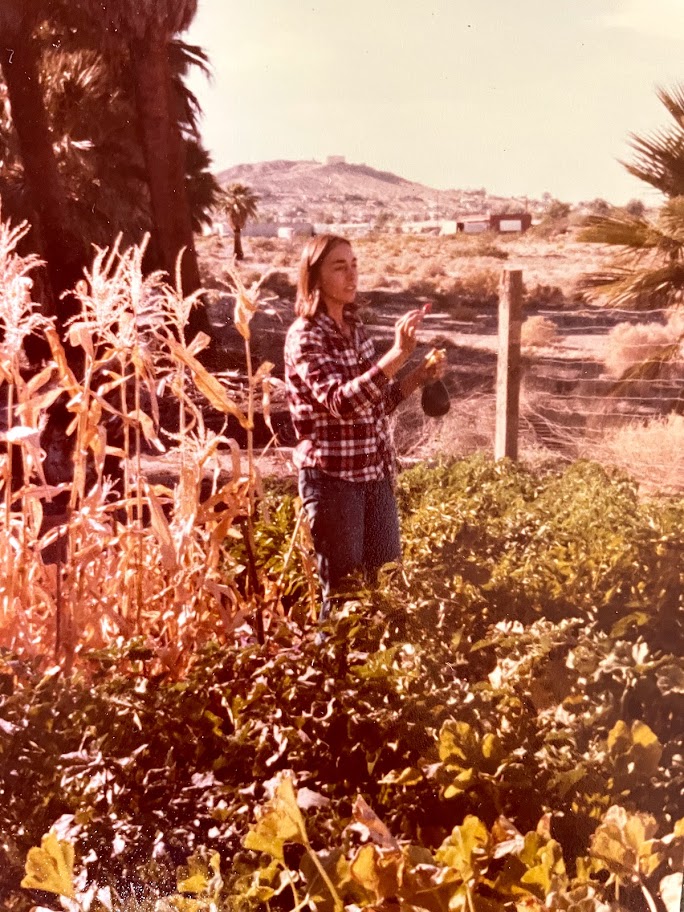 The owner, Jane in the garden in the 80's